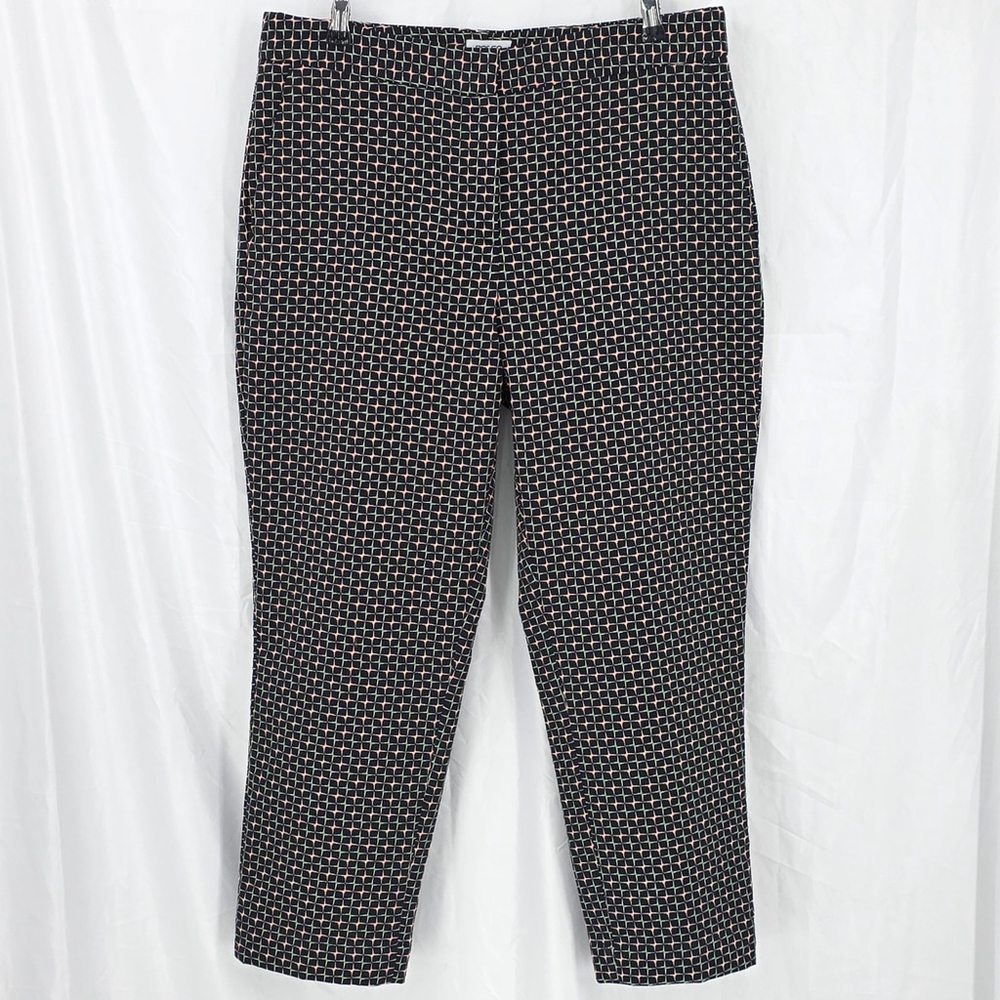 Modern Bohemia Per Se by Carlisle Crop Pants Women’s 14 Black Grid Print Cotton